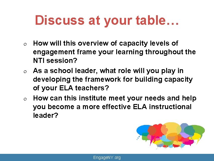 Discuss at your table… ¦ ¦ ¦ How will this overview of capacity levels