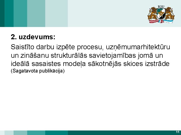 2. uzdevums: Saistīto darbu izpēte procesu, uzņēmumarhitektūru un zināšanu strukturālās savietojamības jomā un ideālā