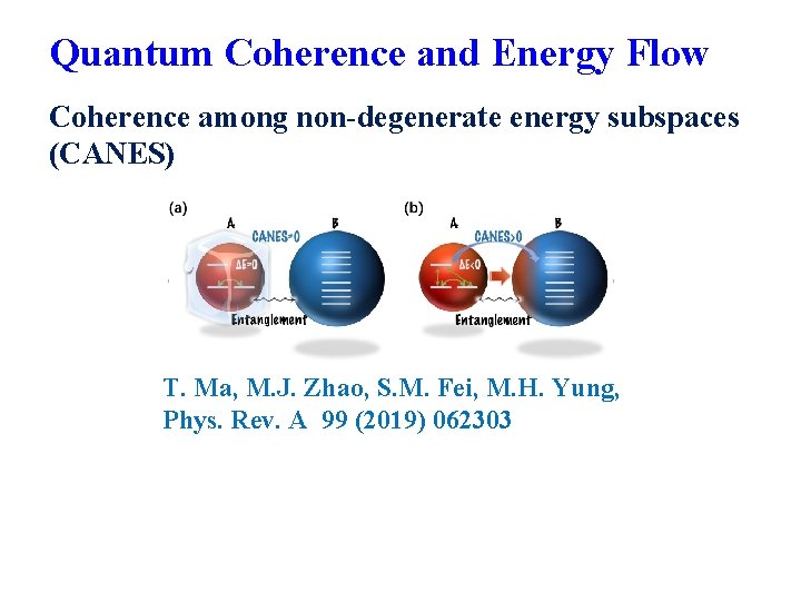 Quantum Coherence and Energy Flow Coherence among non-degenerate energy subspaces (CANES) T. Ma, M.