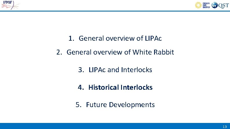 1. General overview of LIPAc 2. General overview of White Rabbit 3. LIPAc and