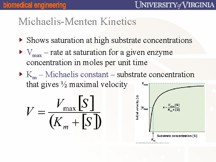 Michaelis-Menten Kinetics Shows saturation at high substrate concentrations Vmax – rate at saturation for