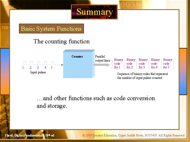Summary Basic System Functions The counting function Counter 1 2 3 4 5 Input