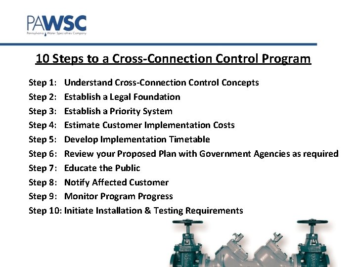 Establishing a Compliant CrossConnection Control and Backflow Prevention