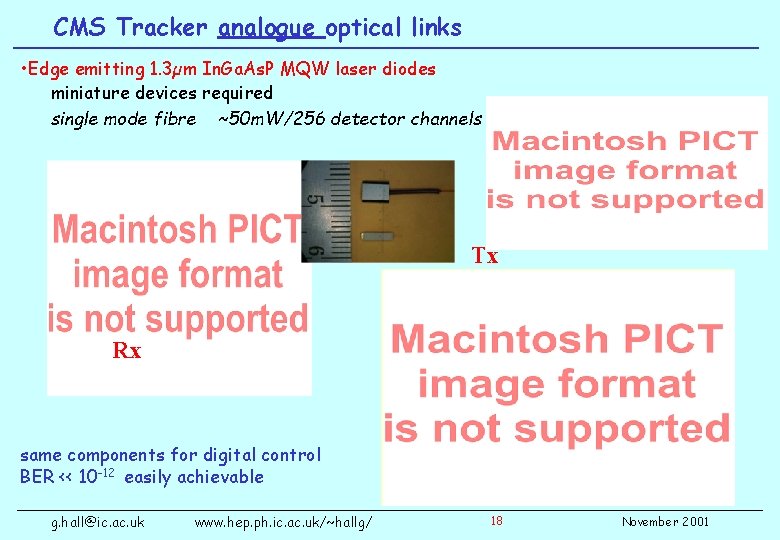 CMS Tracker analogue optical links • Edge emitting 1. 3µm In. Ga. As. P