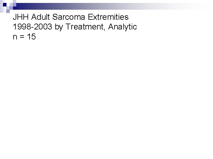 JHH Adult Sarcoma Extremities 1998 -2003 by Treatment, Analytic n = 15 