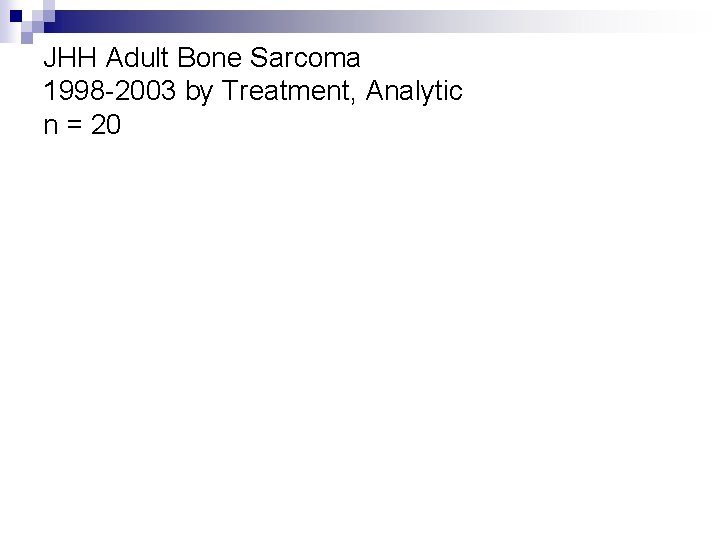 JHH Adult Bone Sarcoma 1998 -2003 by Treatment, Analytic n = 20 