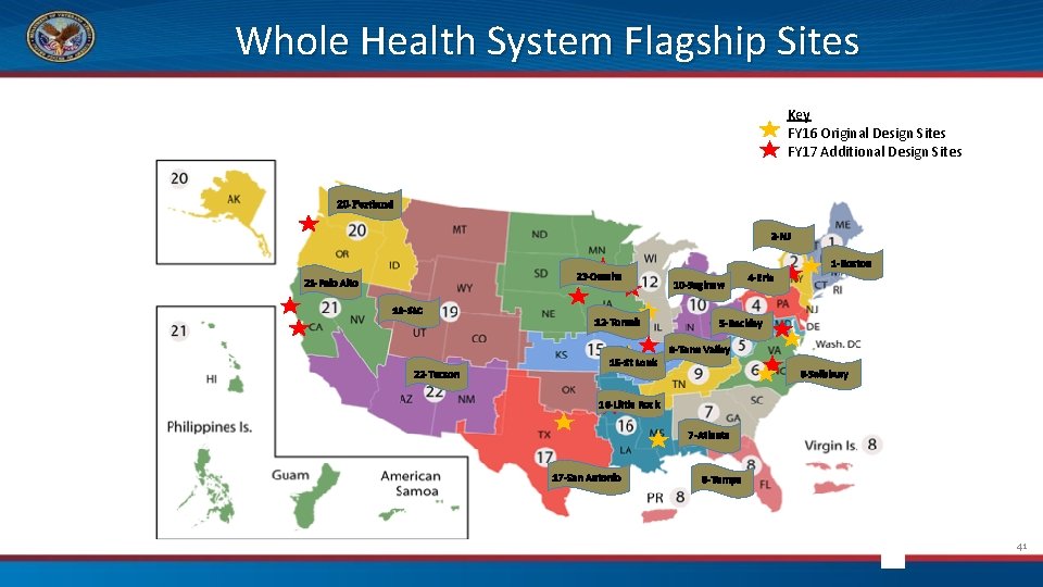 Whole Health System Flagship Sites Key FY 16 Original Design Sites FY 17 Additional