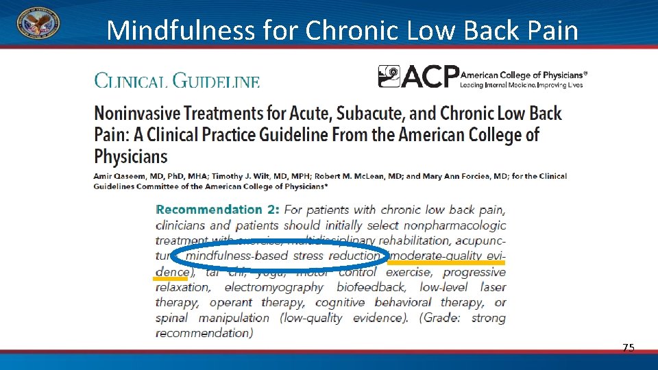 Mindfulness for Chronic Low Back Pain 75 
