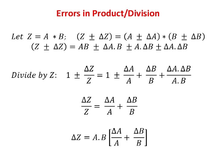 Errors in Product/Division 