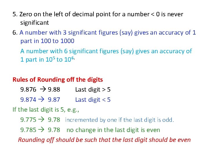 5. Zero on the left of decimal point for a number < 0 is