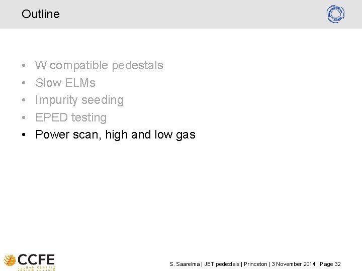 Outline • • • W compatible pedestals Slow ELMs Impurity seeding EPED testing Power