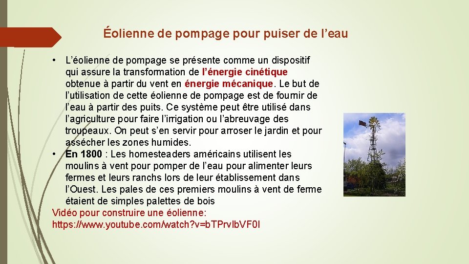 Éolienne de pompage pour puiser de l’eau • L’éolienne de pompage se présente comme