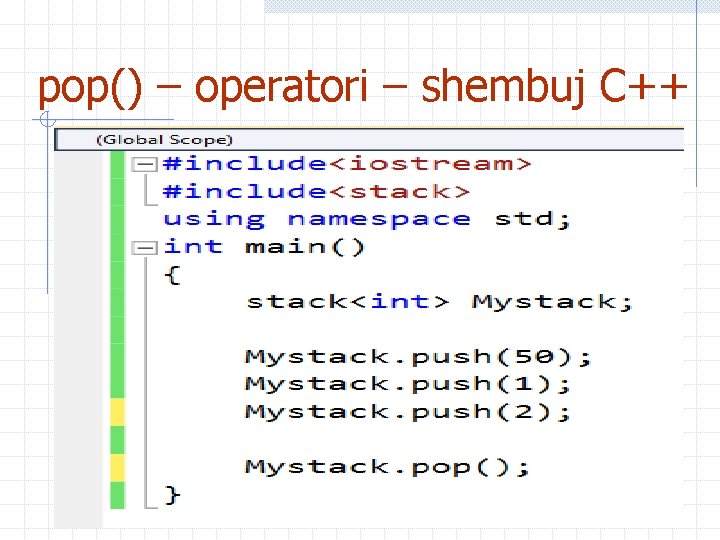 pop() – operatori – shembuj C++ 