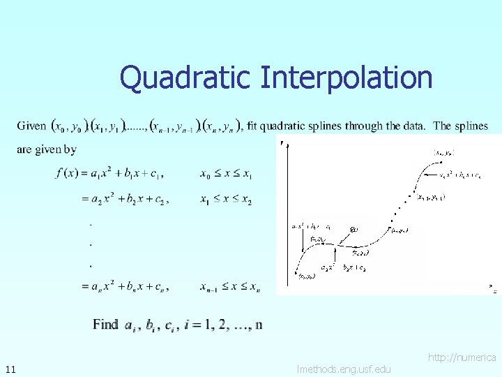 Quadratic Interpolation 11 lmethods. eng. usf. edu http: //numerica 