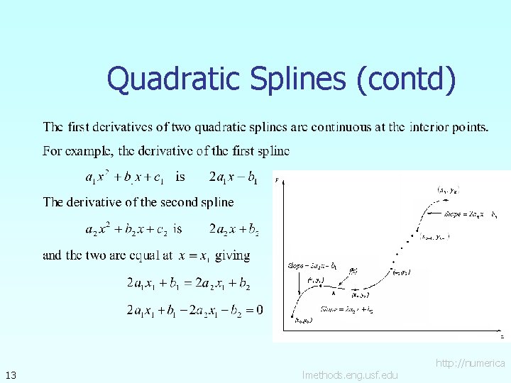 Quadratic Splines (contd) 13 lmethods. eng. usf. edu http: //numerica 
