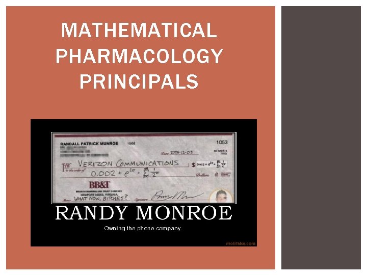 MATHEMATICAL PHARMACOLOGY PRINCIPALS 