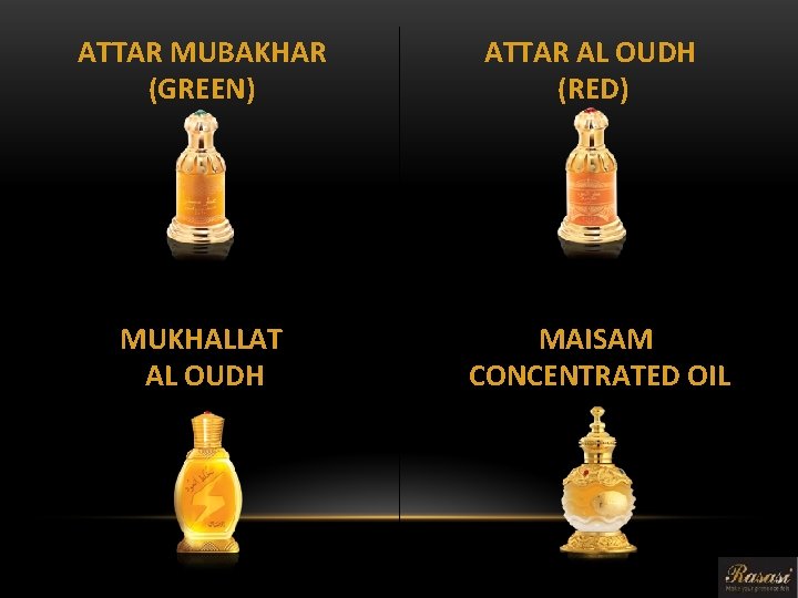 ATTAR MUBAKHAR (GREEN) MUKHALLAT AL OUDH ATTAR AL OUDH (RED) MAISAM CONCENTRATED OIL 