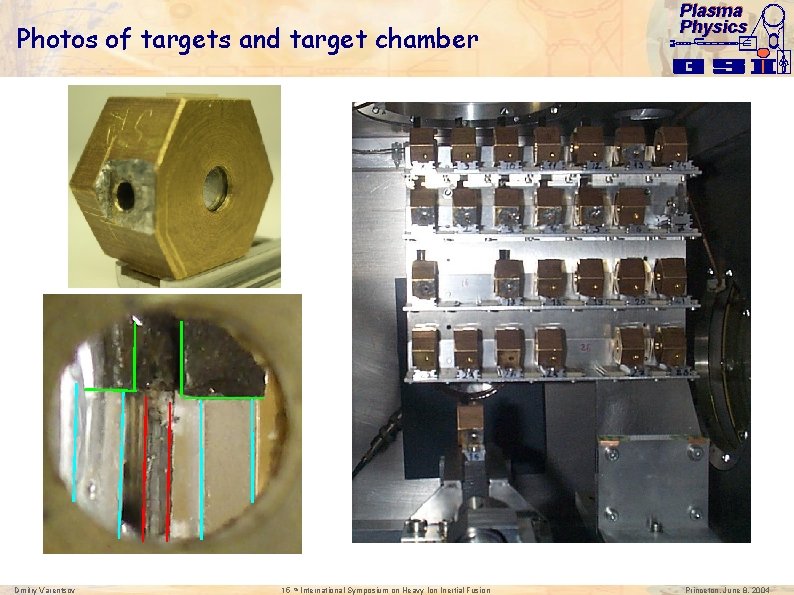 Photos of targets and target chamber Dmitry Varentsov 15 th International Symposium on Heavy