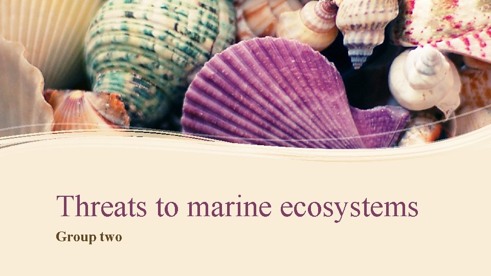 Threats to marine ecosystems Group two 