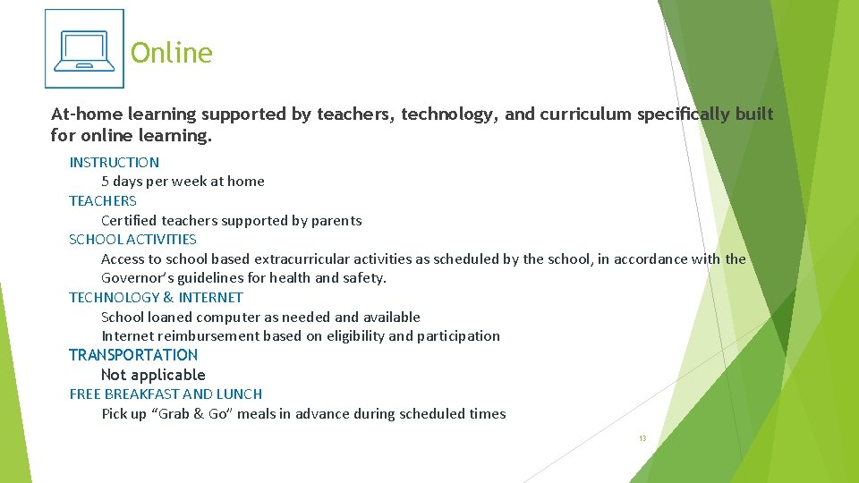 Online At-home learning supported by teachers, technology, and curriculum speciﬁcally built for online learning.