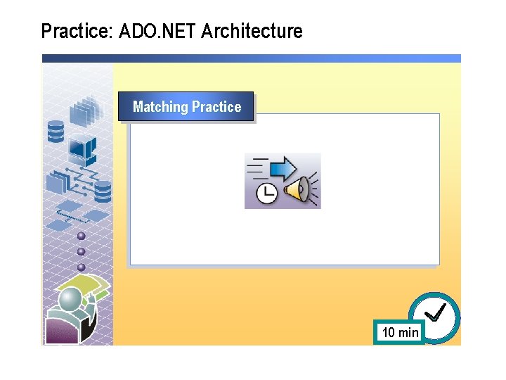 Practice: ADO. NET Architecture Matching Practice 10 min 