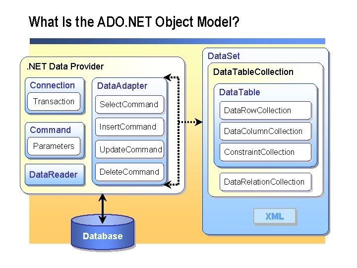 What Is the ADO. NET Object Model? Data. Set. NET Data Provider Connection Transaction