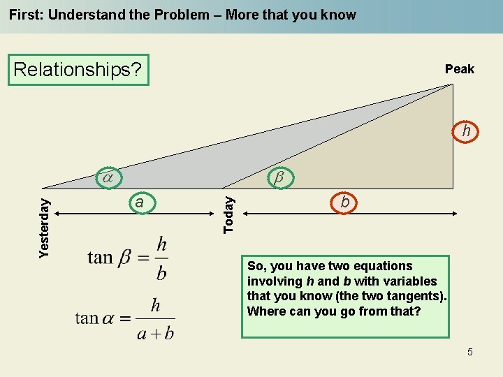 First: Understand the Problem – More that you know Relationships? Peak h b a