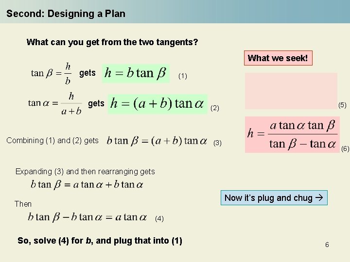 Second: Designing a Plan What can you get from the two tangents? What we