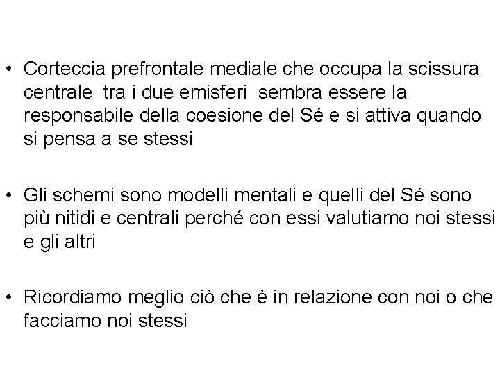  • Corteccia prefrontale mediale che occupa la scissura centrale tra i due emisferi