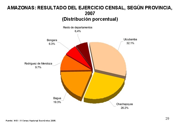 AMAZONAS: RESULTADO DEL EJERCICIO CENSAL, SEGÚN PROVINCIA, 2007 (Distribución porcentual) Fuente: INEI - IV