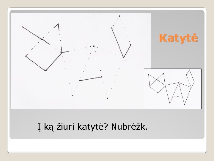 Katytė Į ką žiūri katytė? Nubrėžk. 