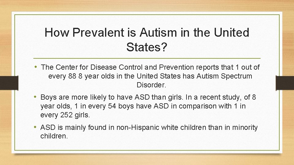 How Prevalent is Autism in the United States? • The Center for Disease Control