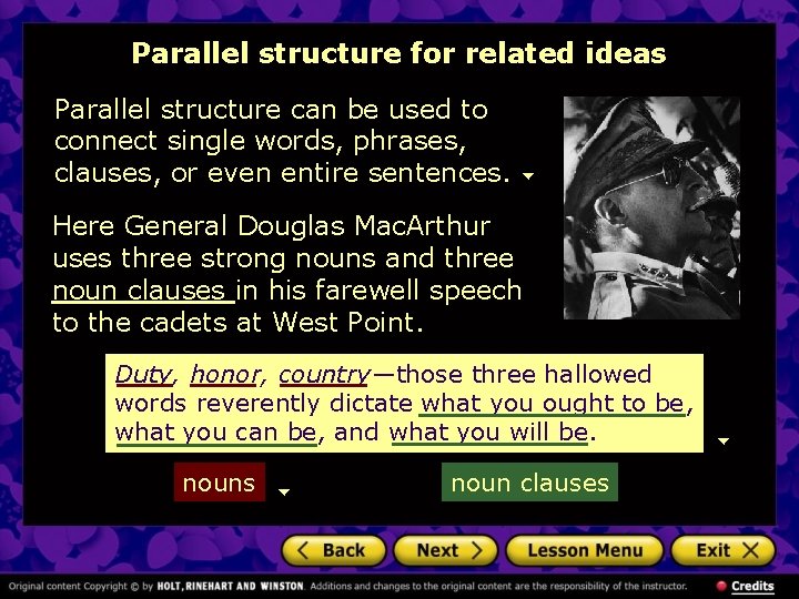 Parallel structure for related ideas Parallel structure can be used to connect single words,