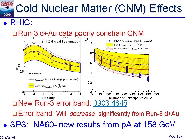 Cold Nuclear Matter (CNM) Effects l RHIC: q Run-3 d+Au data poorly constrain CNM