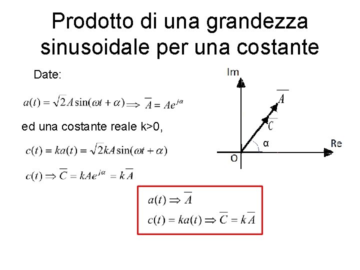 Prodotto di una grandezza sinusoidale per una costante Date: ed una costante reale k>0,