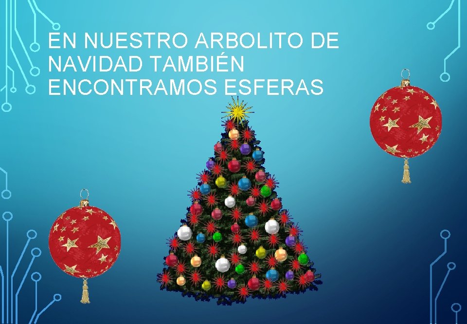 EN NUESTRO ARBOLITO DE NAVIDAD TAMBIÉN ENCONTRAMOS ESFERAS 