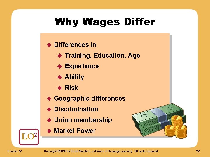 Why Wages Differ u LO 2 Chapter 12 Differences in u Training, Education, Age