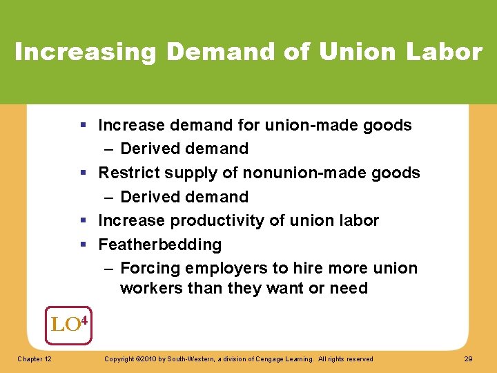 Increasing Demand of Union Labor § Increase demand for union-made goods – Derived demand