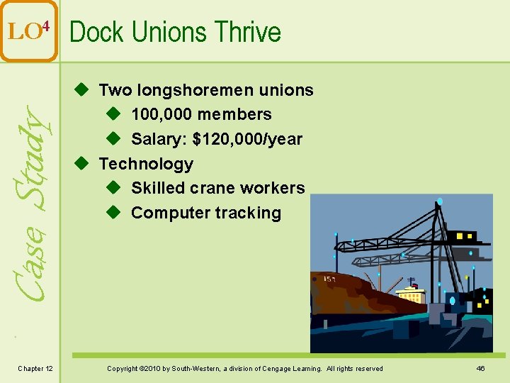 Case Study LO 4 Dock Unions Thrive Chapter 12 u Two longshoremen unions u