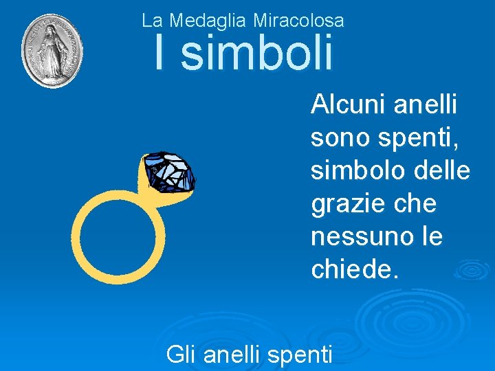 La Medaglia Miracolosa I simboli Alcuni anelli sono spenti, simbolo delle grazie che nessuno