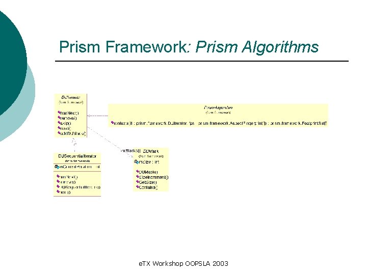 Prism Framework: Prism Algorithms e. TX Workshop OOPSLA 2003 