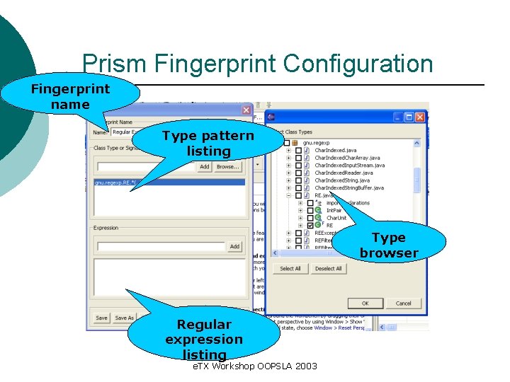 Prism Fingerprint Configuration Fingerprint name Type pattern listing Type browser Regular expression listing e.