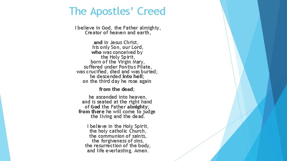 Catholic creed the apostle Prayers of