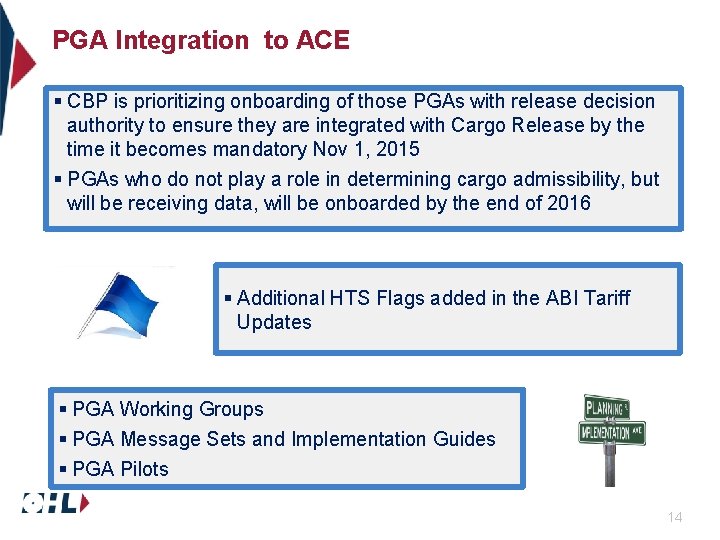 PGA Integration to ACE § CBP is prioritizing onboarding of those PGAs with release