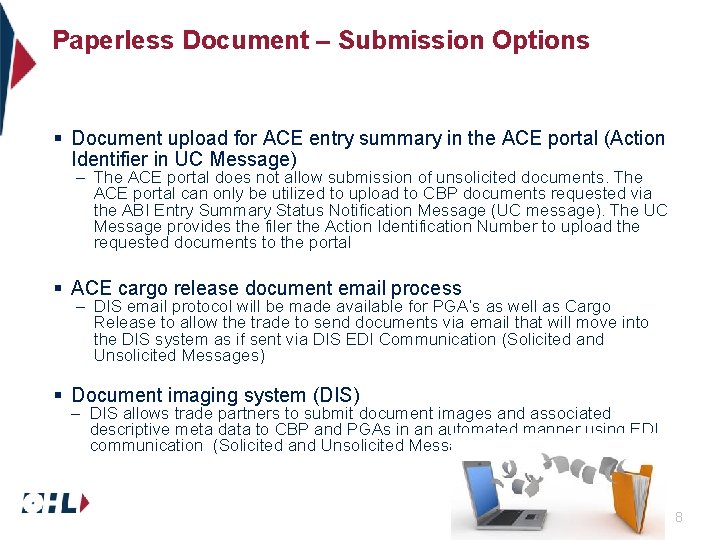 Paperless Document – Submission Options § Document upload for ACE entry summary in the