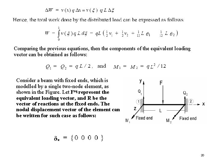 Comparing the previous equations, then the components of the equivalent loading vector can be