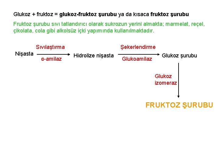 Glukoz + fruktoz = glukoz-fruktoz şurubu ya da kısaca fruktoz şurubu Fruktoz şurubu sıvı