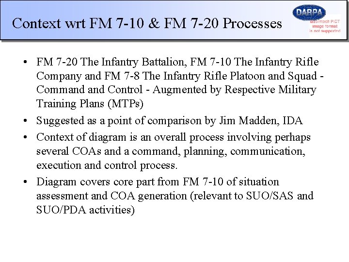 Context wrt FM 7 -10 & FM 7 -20 Processes • FM 7 -20