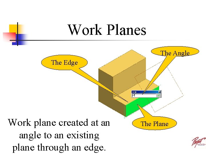 Work Planes The Angle The Edge Work plane created at an angle to an