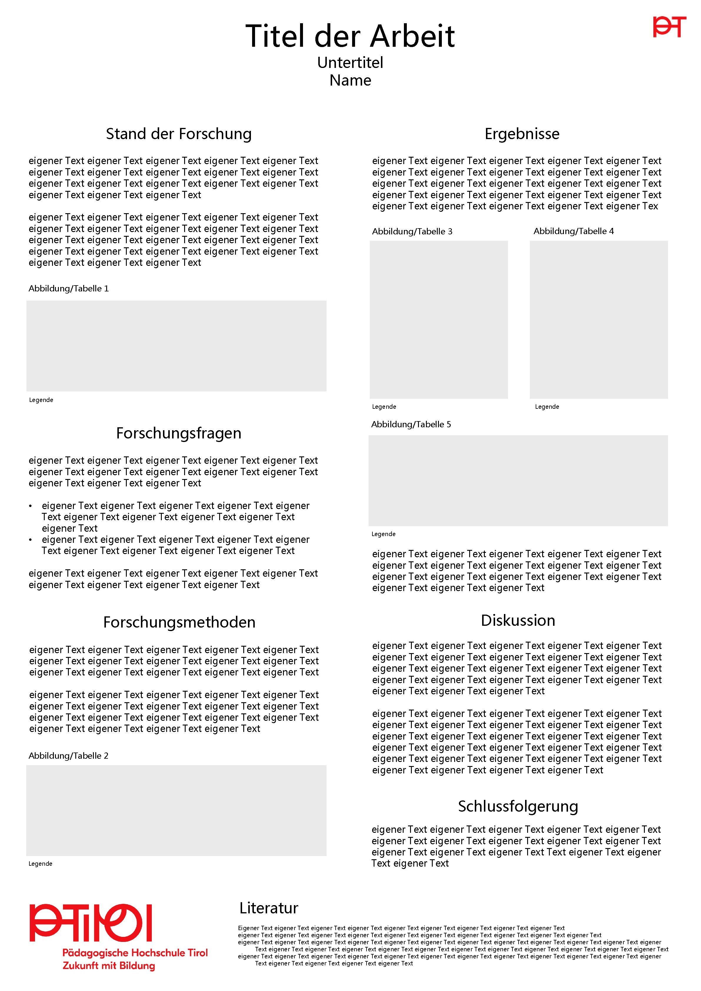 Titel der Arbeit Untertitel Name Stand der Forschung eigener Text eigener Text eigener Text